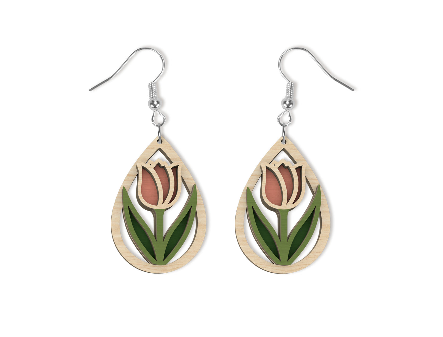 Floral Teardrop Earring SVG Bundle Spring Flower Jewelry Laser Cut File for xTool and Glowforge