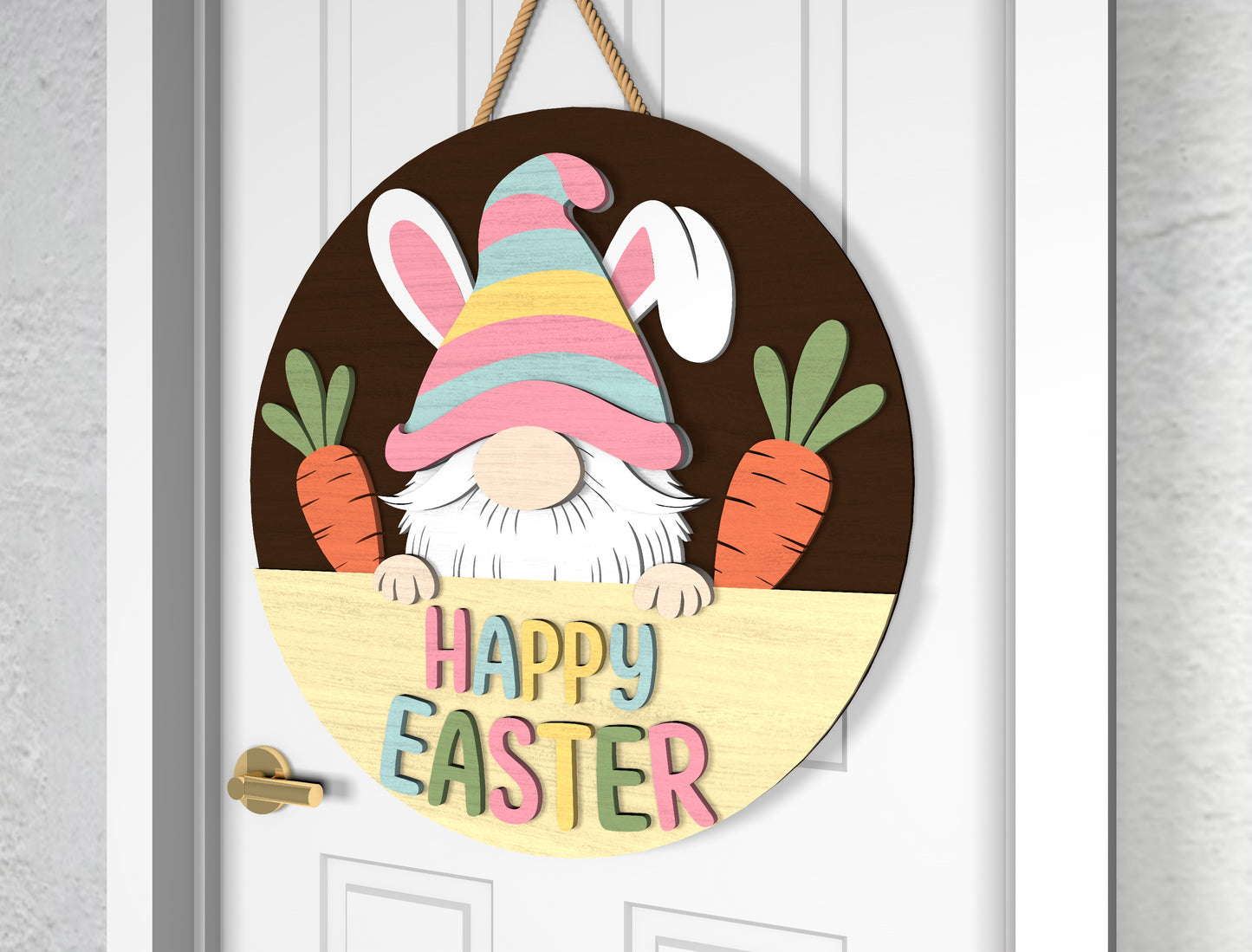 Easter Gnome Door Hanger SVG Bundle 2 Spring Designs for Glowforge and xTool