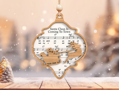 Christmas Sheet Music Ornament Laser Cut File | Vintage Hanging Ornament | Ready to Cut | Glowforge, xTool, LightBurn, etc.