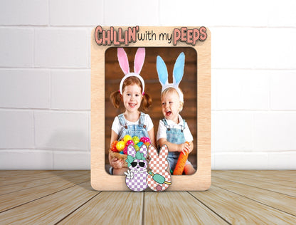 Chillin With My Peeps Photo Frame SVG Personalized Easter for Glowforge