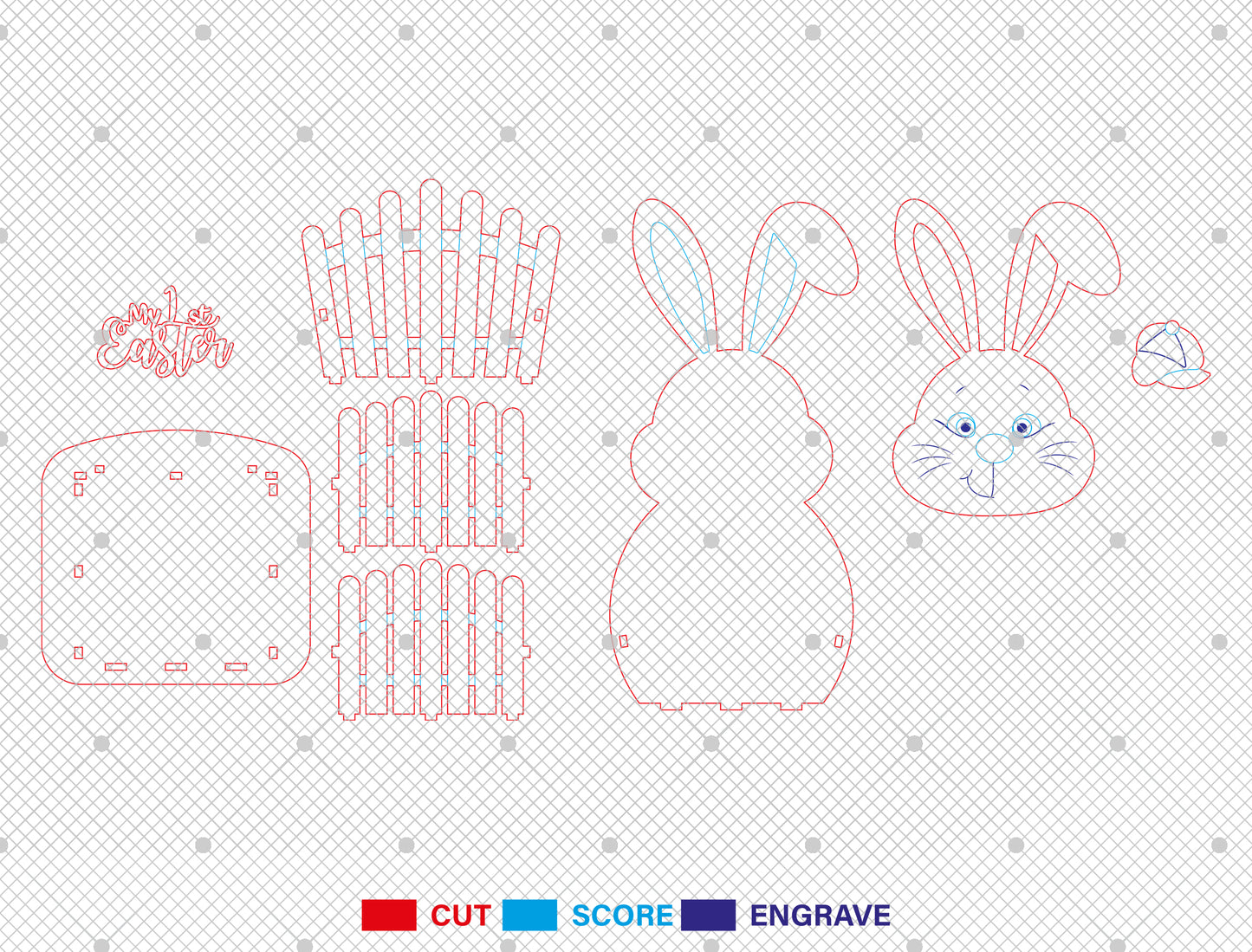 My 1st Easter Bunny Chick Lamb Basket SVG Bundle for LightBurn and xTool