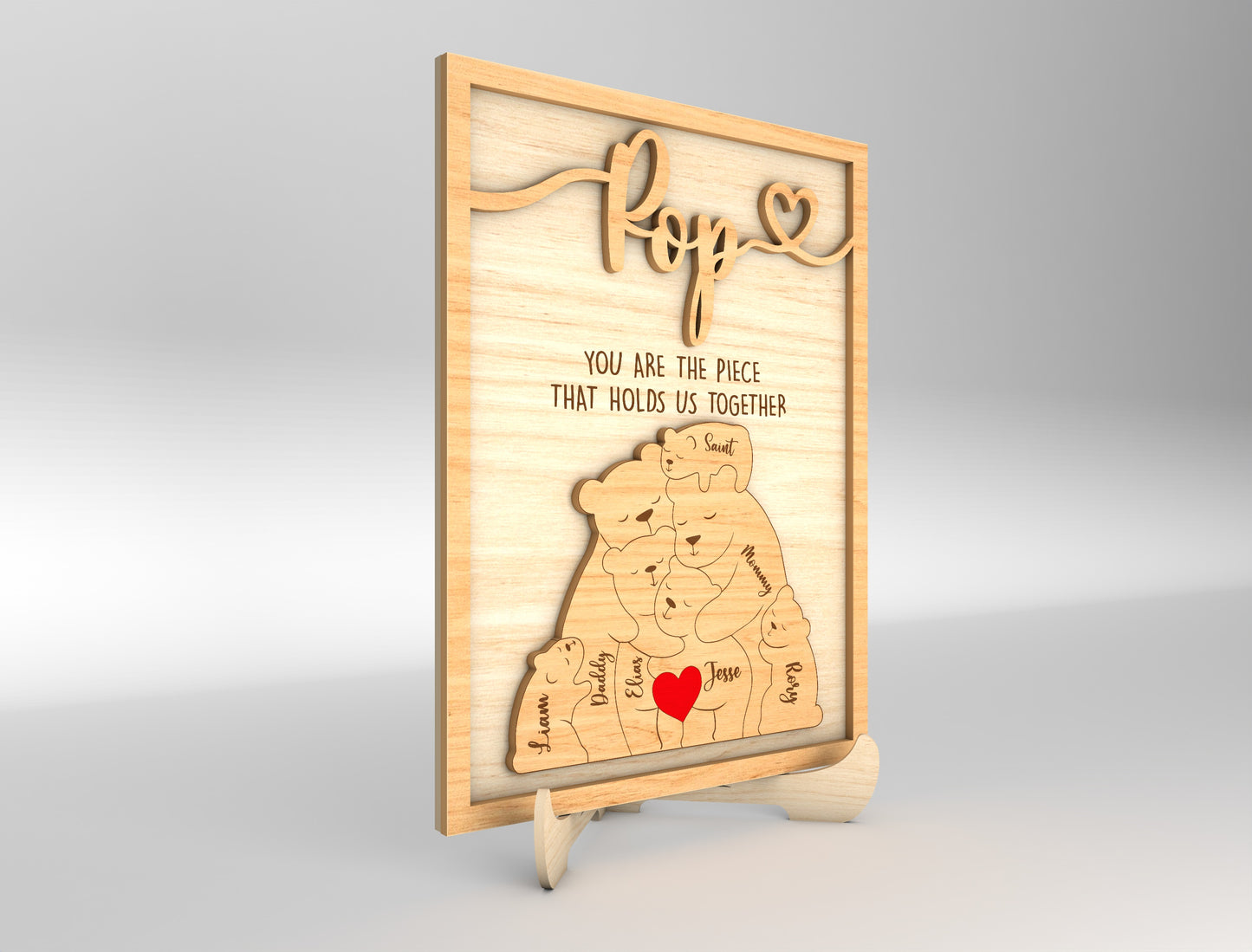 Personalized Pop Bear Puzzle SVG Laser Cut File for Glowforge and LightBurn