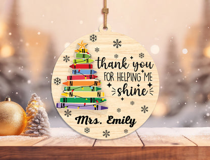Personalized Teacher Christmas Ornament SVG Bundle Laser Cut File for Glowforge xTool LightBurn