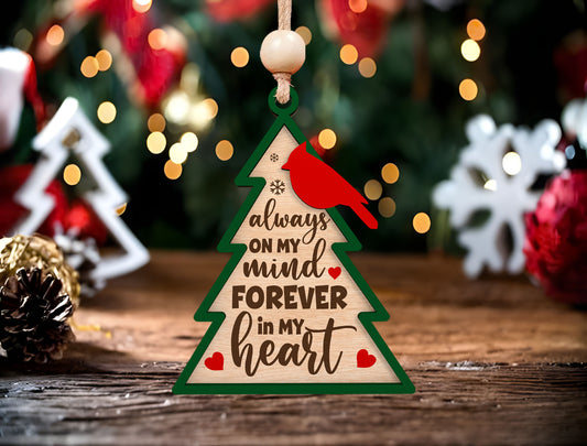 Cardinal Memorial Tree Ornament SVG for Glowforge and LightBurn