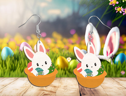 Easter Bunny Jewelry SVG Cute Bunny Egg Earrings for Glowforge and xTool