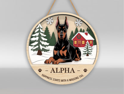 Dog Memorial Christmas Door Sign SVG Personalized Pet Remembrance Laser Cut File for Glowforge