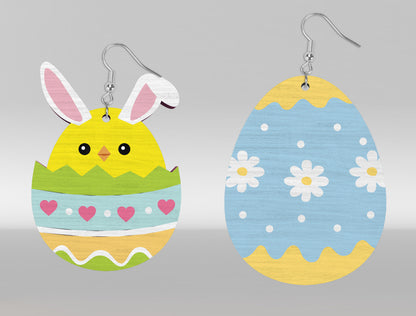 Cute Easter Bunny Egg Earrings SVG Bundle 16 Designs for LightBurn and xTool