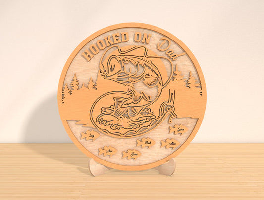 Personalized Father’s Day Fishing Round Sign SVG Laser Cut File for Glowforge and LightBurn