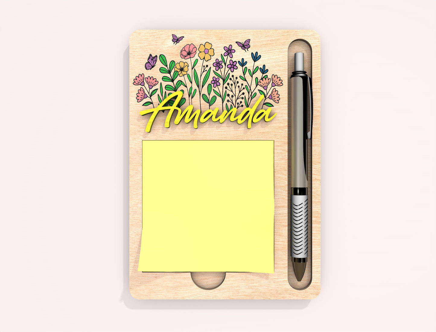 Personalized Floral Note Holder SVG Bundle Laser Cut File for Glowforge and xTool