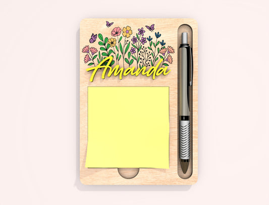 Personalized Floral Note Holder SVG Bundle Laser Cut File for Glowforge and xTool
