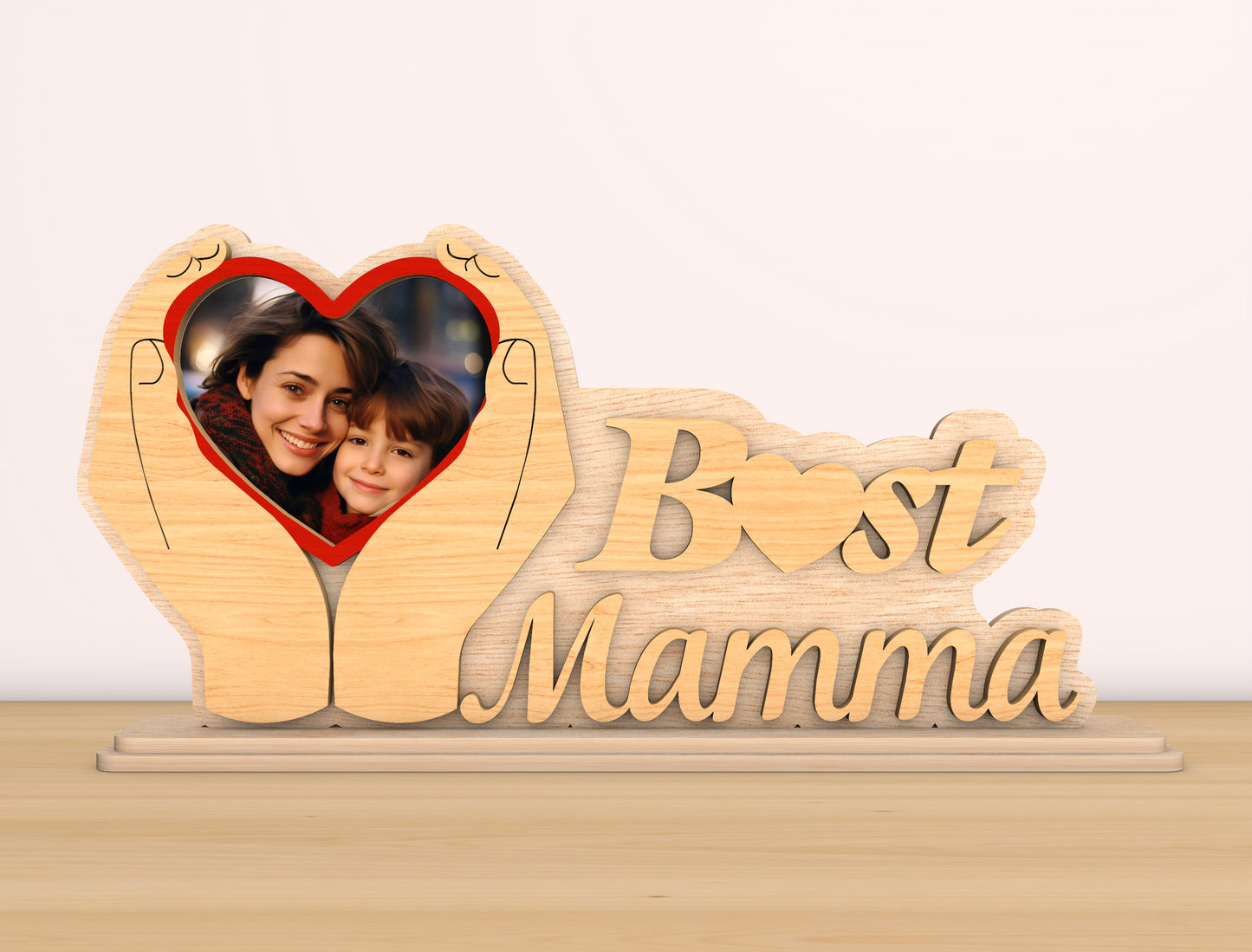 Best Mother Photo Frame Laser Cut File| Personalized Mom Name Decor | Heart Hands Wooden Sign | Glowforge, xTool, LightBurn etc.