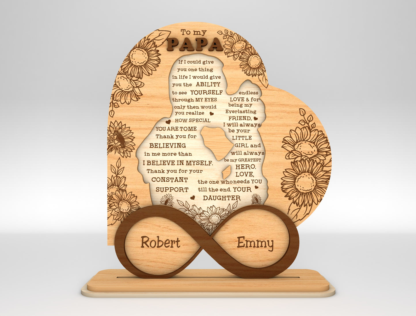 Dad Infinity Love Tabletop Sign SVG Laser Cut File for xTool and Glowforge