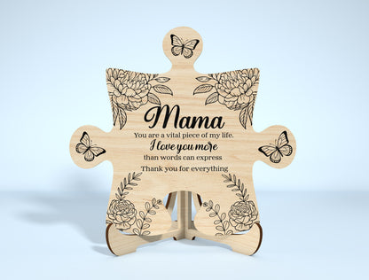 Mom Puzzle Piece Sign SVG Bundle 8 Designs for Glowforge and xTool