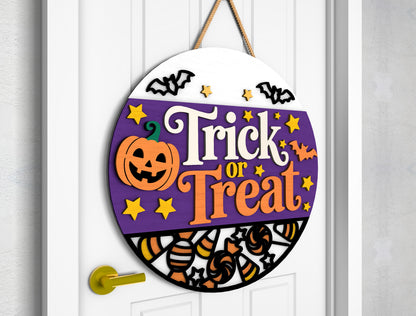 2 Witch Halloween Door Sign SVG Trick or Treat Laser Cut Bundle for xTool