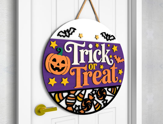 2 Witch Halloween Door Sign SVG Trick or Treat Laser Cut Bundle for xTool