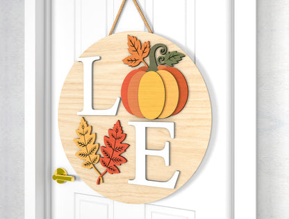 Welcome Sunflower and Love Fall Door Hanger SVG Set for Glowforge xTool LightBurn 2 Designs