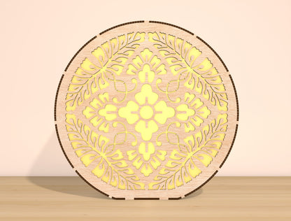 Mandala LED Light SVG Bundle Laser Cut File for Glowforge and xTool