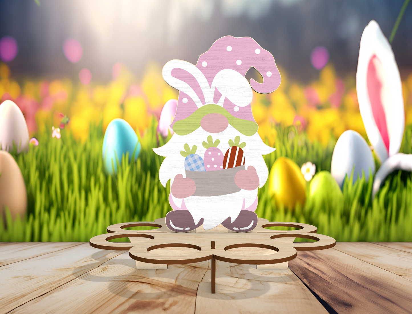 Easter Gnome Egg Holder SVG Spring Egg Display for LightBurn and xTool