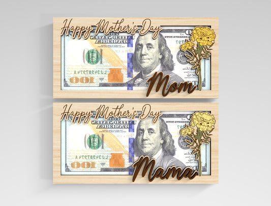 Mother's Day Money Holder SVG Bundle Birth Flower Mom Gift Laser Cut File for xTool and Glowforge