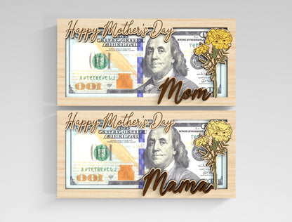Mother's Day Money Holder SVG Bundle Birth Flower Mom Gift Laser Cut File for xTool and Glowforge