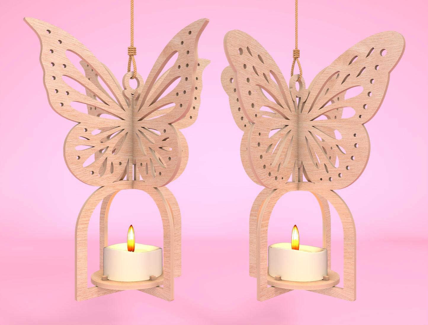 Hanging Butterfly Candle Holder SVG Bundle Laser Cut File for Glowforge and LightBurn