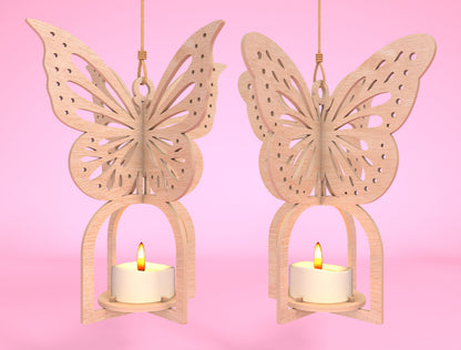 Hanging Butterfly Candle Holder SVG Bundle Laser Cut File for Glowforge and LightBurn