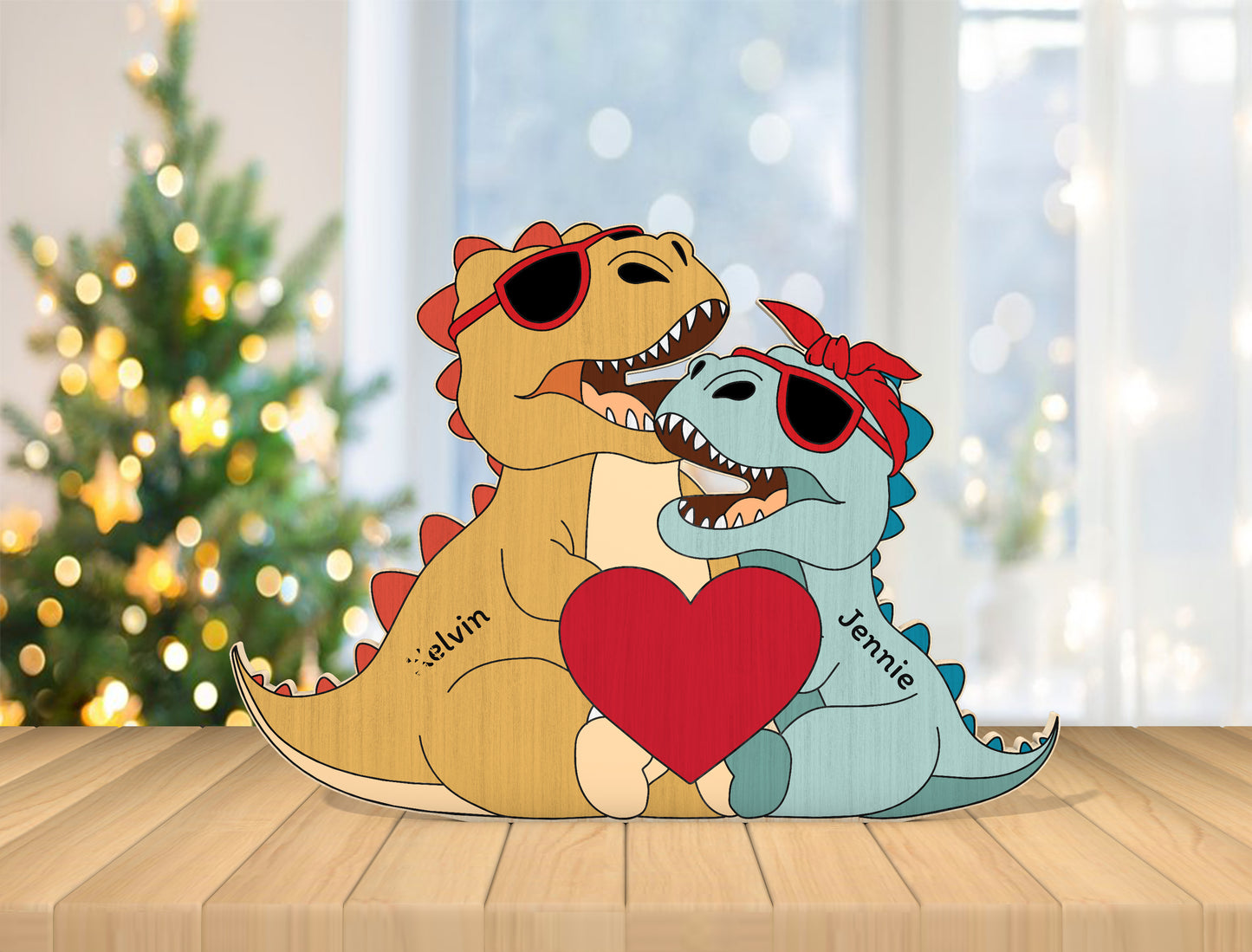 Personalized Dinosaur Family Puzzle SVG for Glowforge and xTool