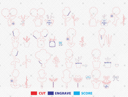 Kids Handprint Flower Decor SVG Bundle Mother's Day for LightBurn