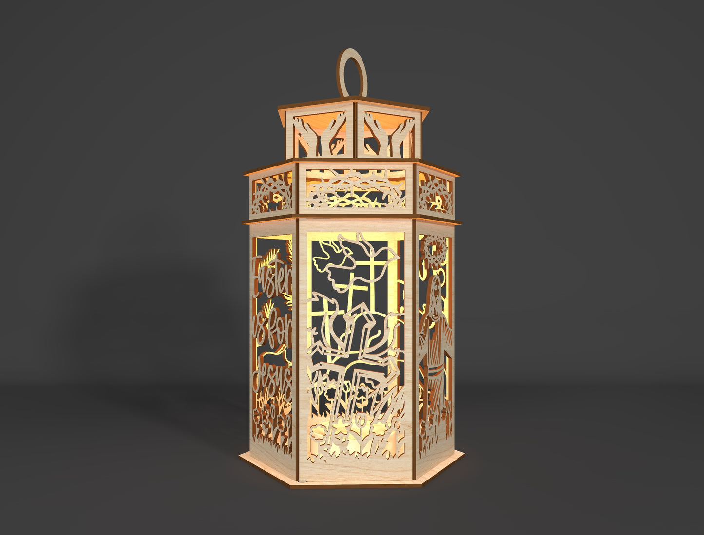 Easter Jesus Lantern SVG Christian 3D Wooden Light Box for Glowforge and xTool