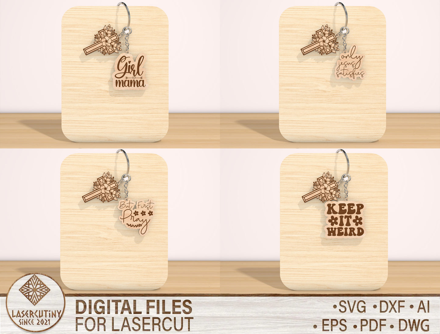 Christian Keychain SVG Bundle Bible Verse 24 Designs for LightBurn
