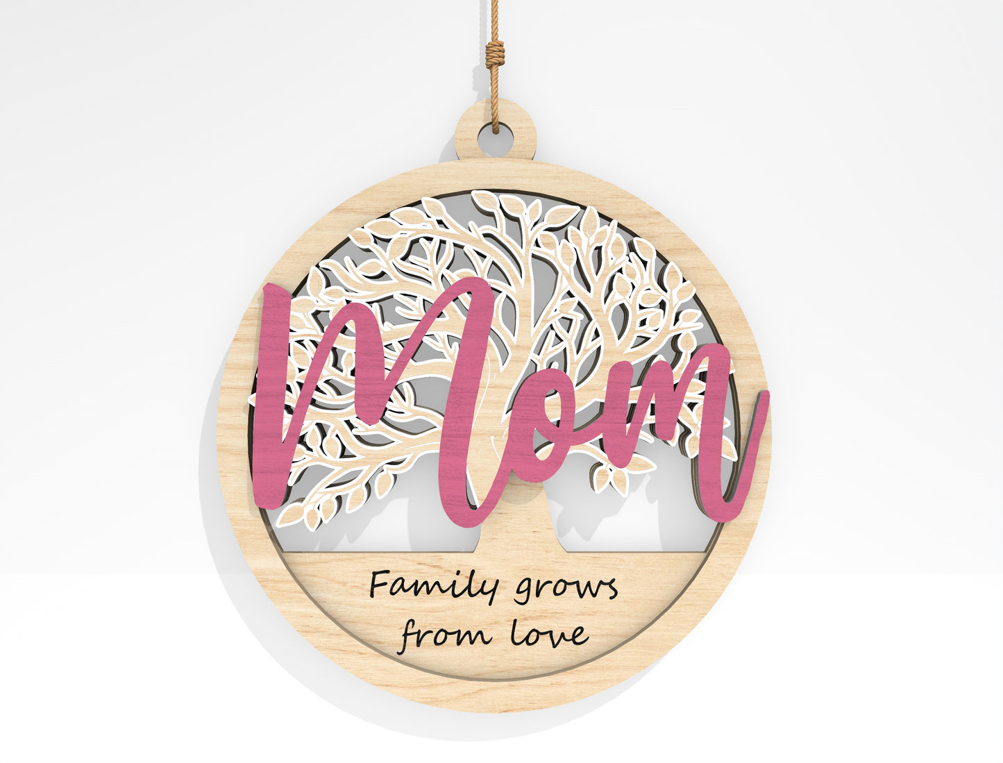 Mother's Day Floral Round Ornament SVG Bundle for Glowforge