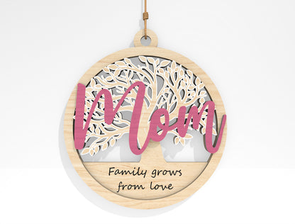 Mother's Day Floral Round Ornament SVG Bundle for Glowforge