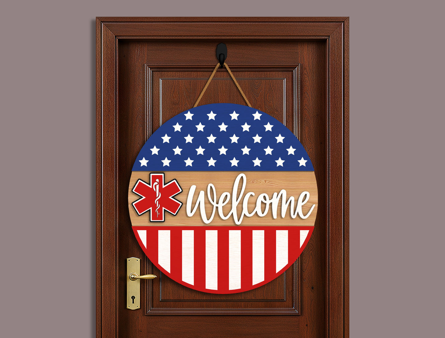 Badge American Flag Welcome Sign SVG for Glowforge and xTool