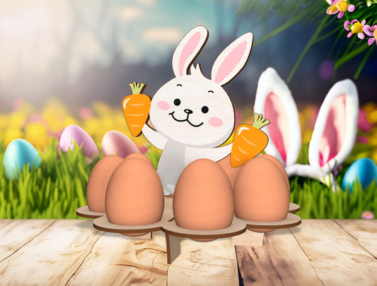 Easter Bunny Egg Holder Tray SVG Wooden Decor for Glowforge and xTool