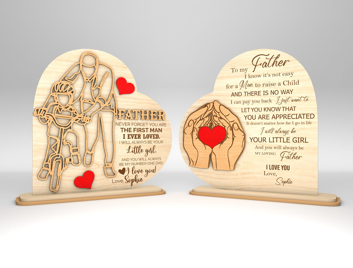 Dad and Daughter Love Sign SVG Laser Cut File for Glowforge and xTool