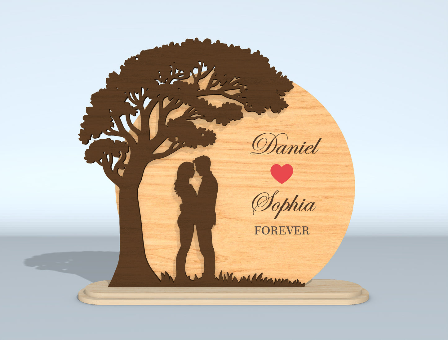 Personalized Romantic Couple Wooden Silhouette Laser Cut File Bundle | Love Tabletop Decor | Anniversary Gift Set | Glowforge, xTool, LightBurn, etc.