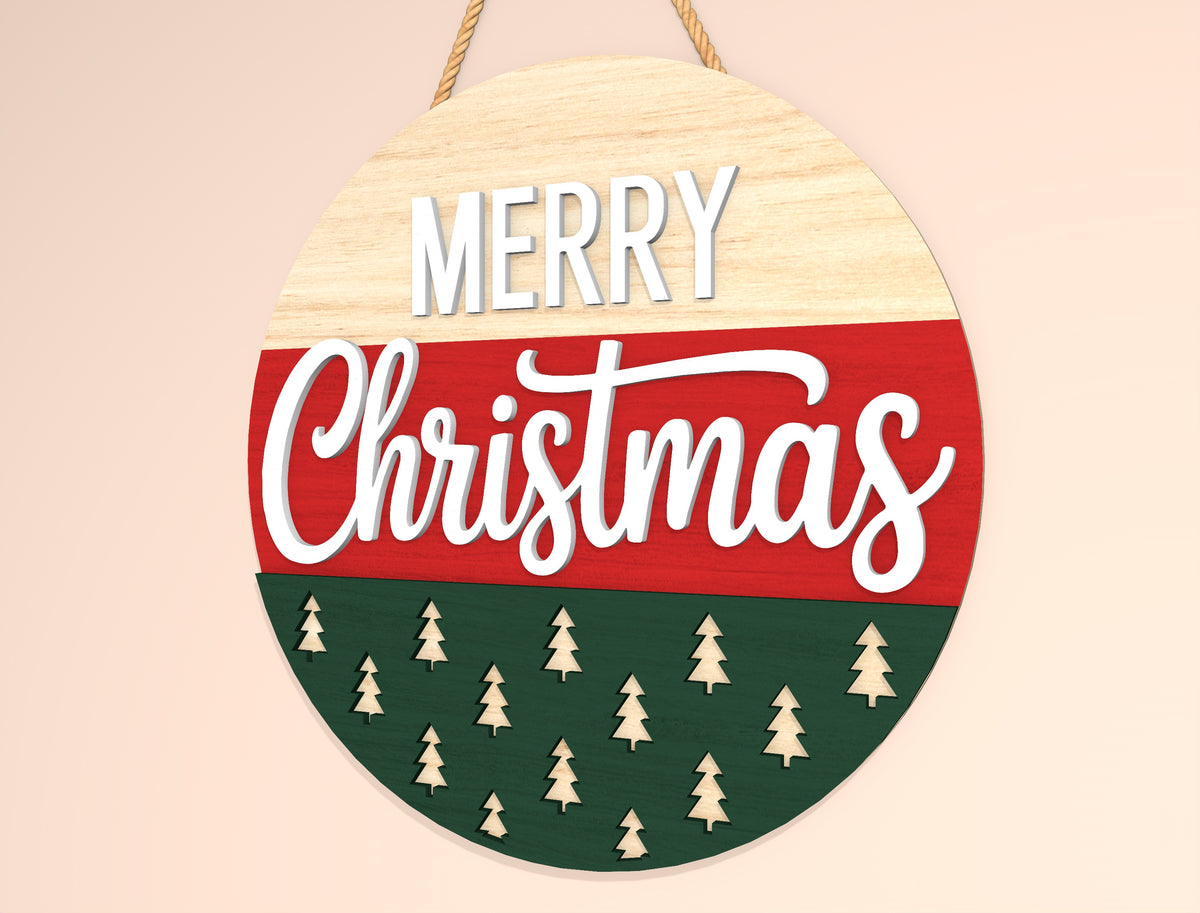 Merry Christmas Round Door Sign SVG 6
