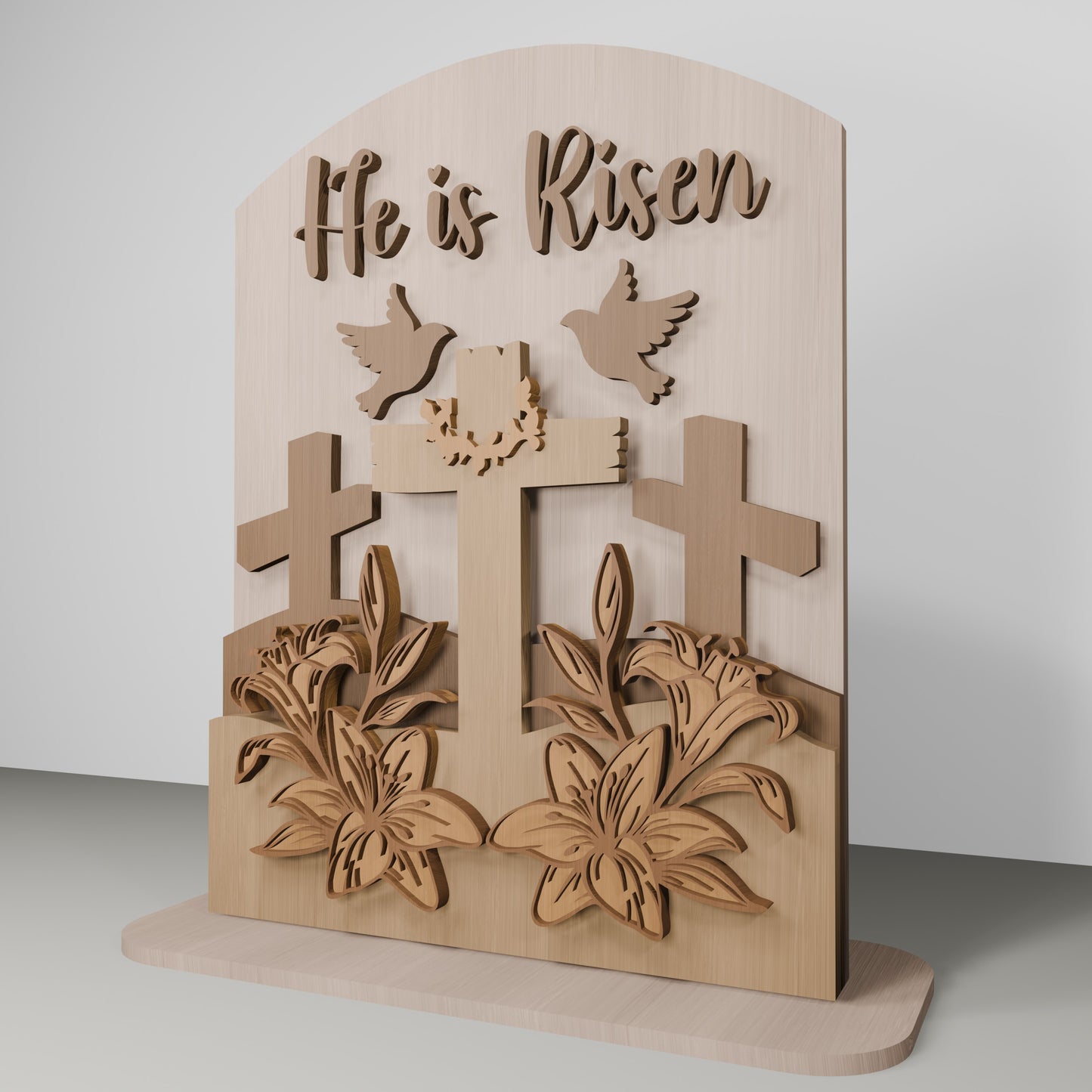 He Is Risen Cross Scene Tabletop Set SVG for Glowforge and xTool
