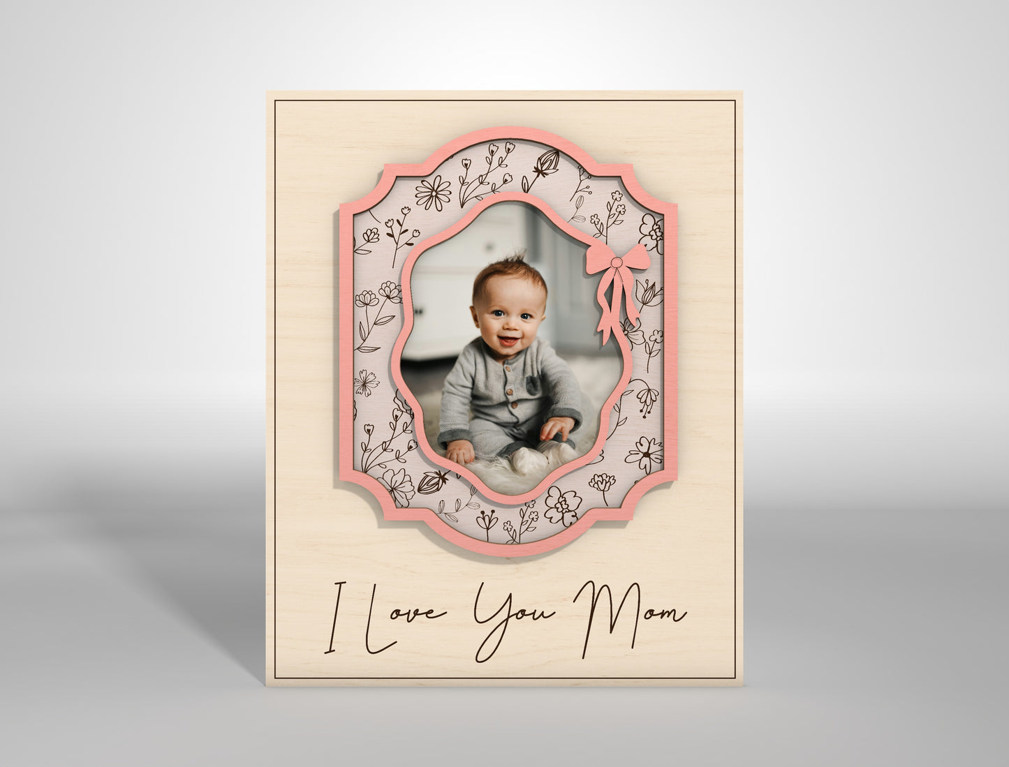 I Love You Mom Custom Photo Frame SVG for LightBurn and xTool