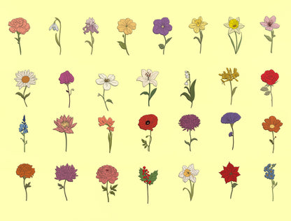 Custom Name Birth Flower Hanging Tag Sign SVG for LightBurn