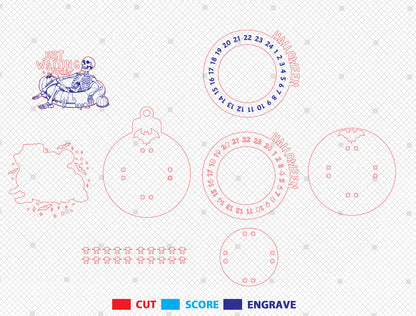 Halloween Skeleton Countdown Ornament SVG Engraved Cutout Bundle for xTool LightBurn