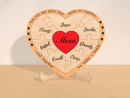 Personalized Mom Heart Sign SVG Custom Kids Name for Glowforge