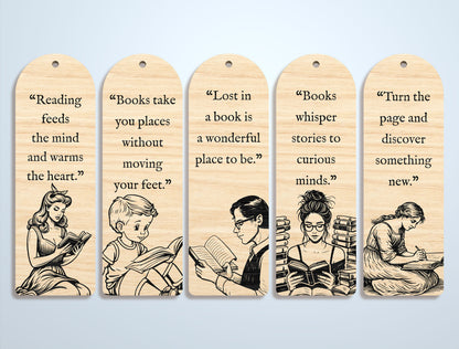 Reading Quote Bookmark SVG Bundle for Glowforge and xTool