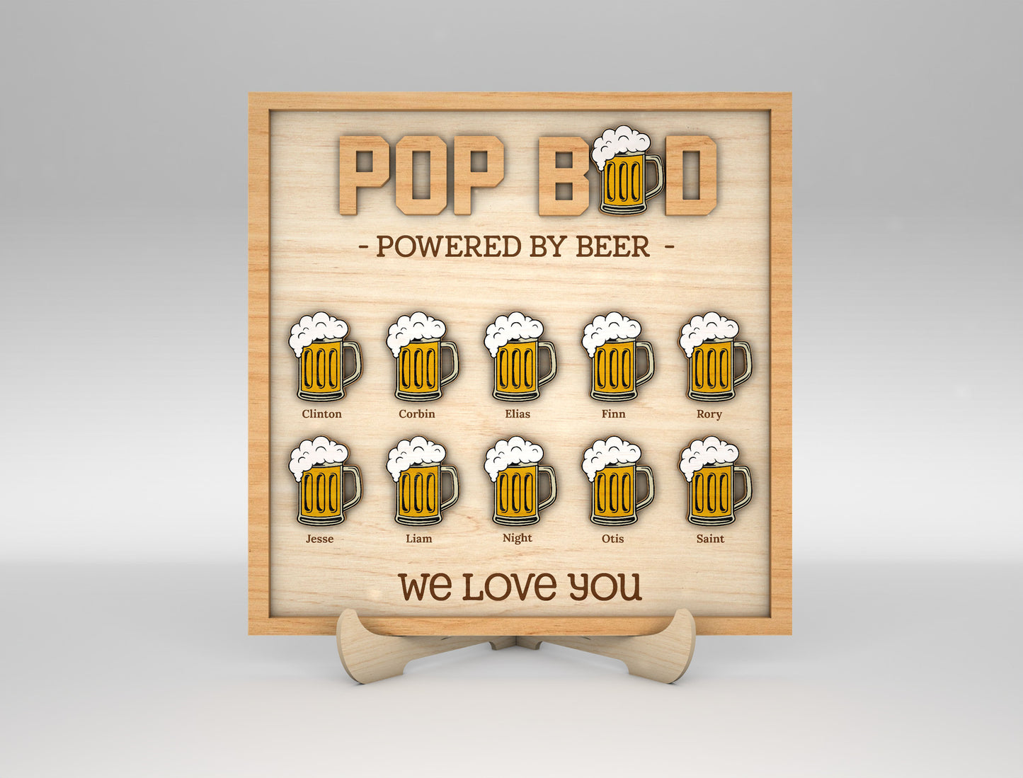 Grandpa Powered by Beer Sign SVG Laser Cut File for Glowforge and xTool