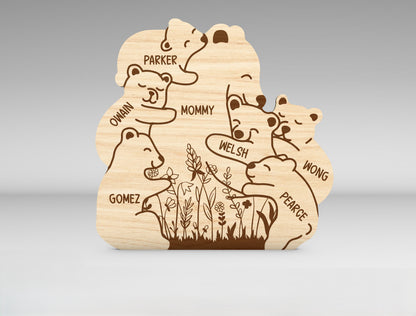 Custom Name Bear Family Tree Sign SVG for xTool and Glowforge