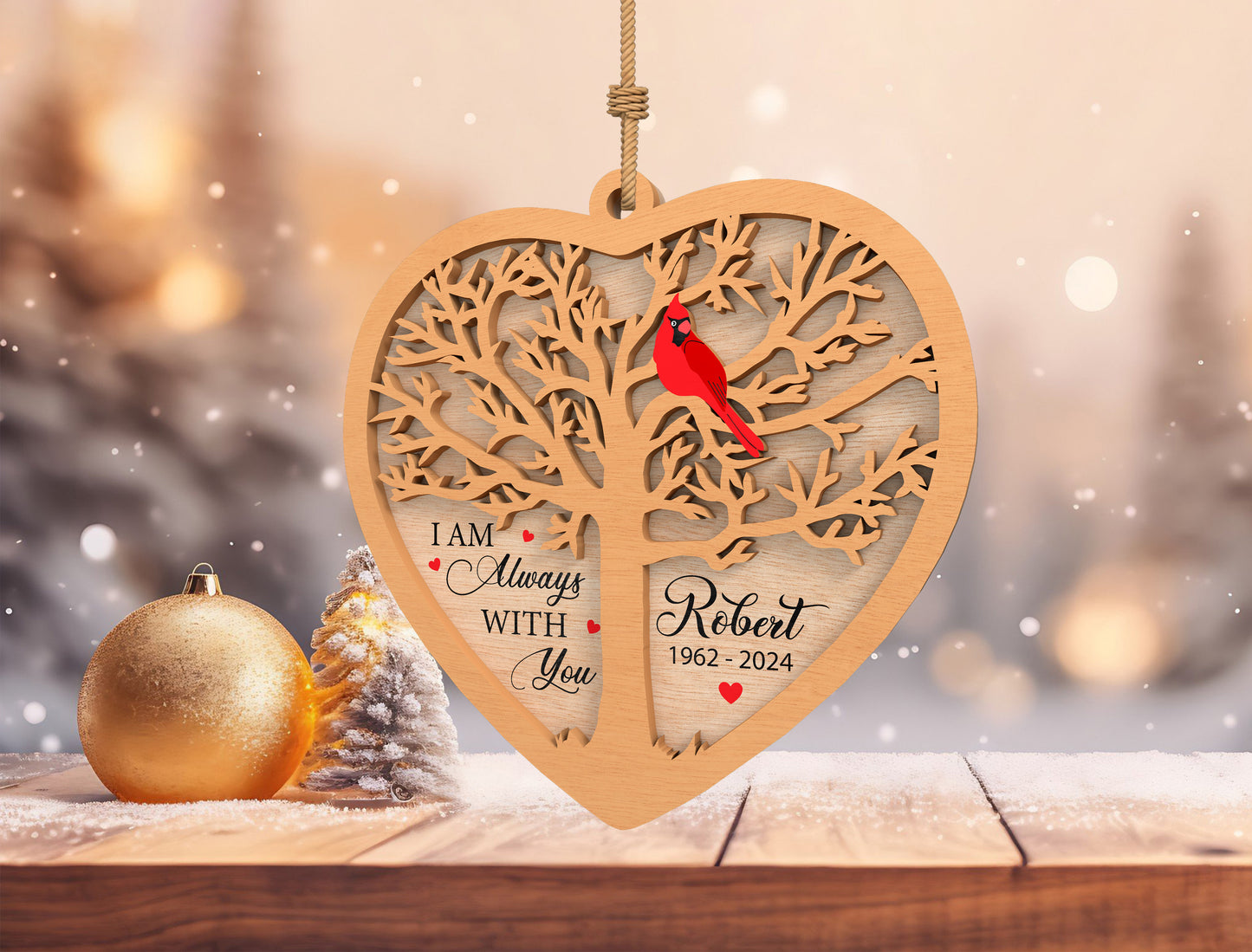 Cardinal Memorial Heart SVG for Glowforge and LightBurn