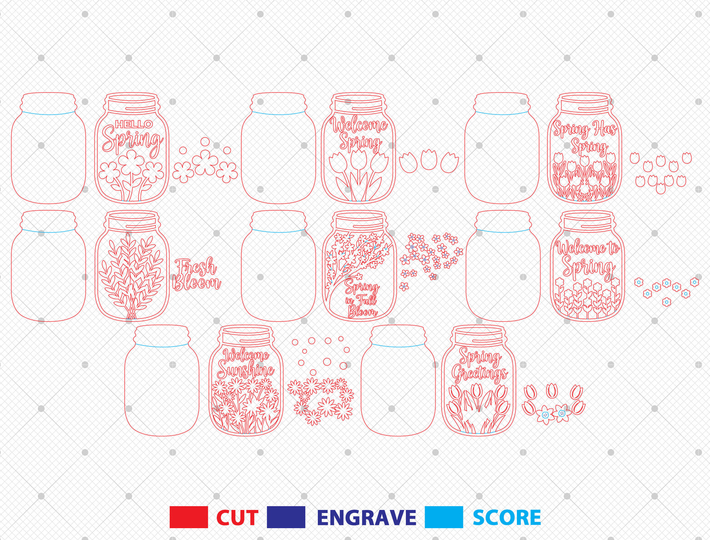 Spring Mason Jar Door Hanger Laser Cut File | Ready to Cut | Glowforge, xTool, LightBurn, etc.