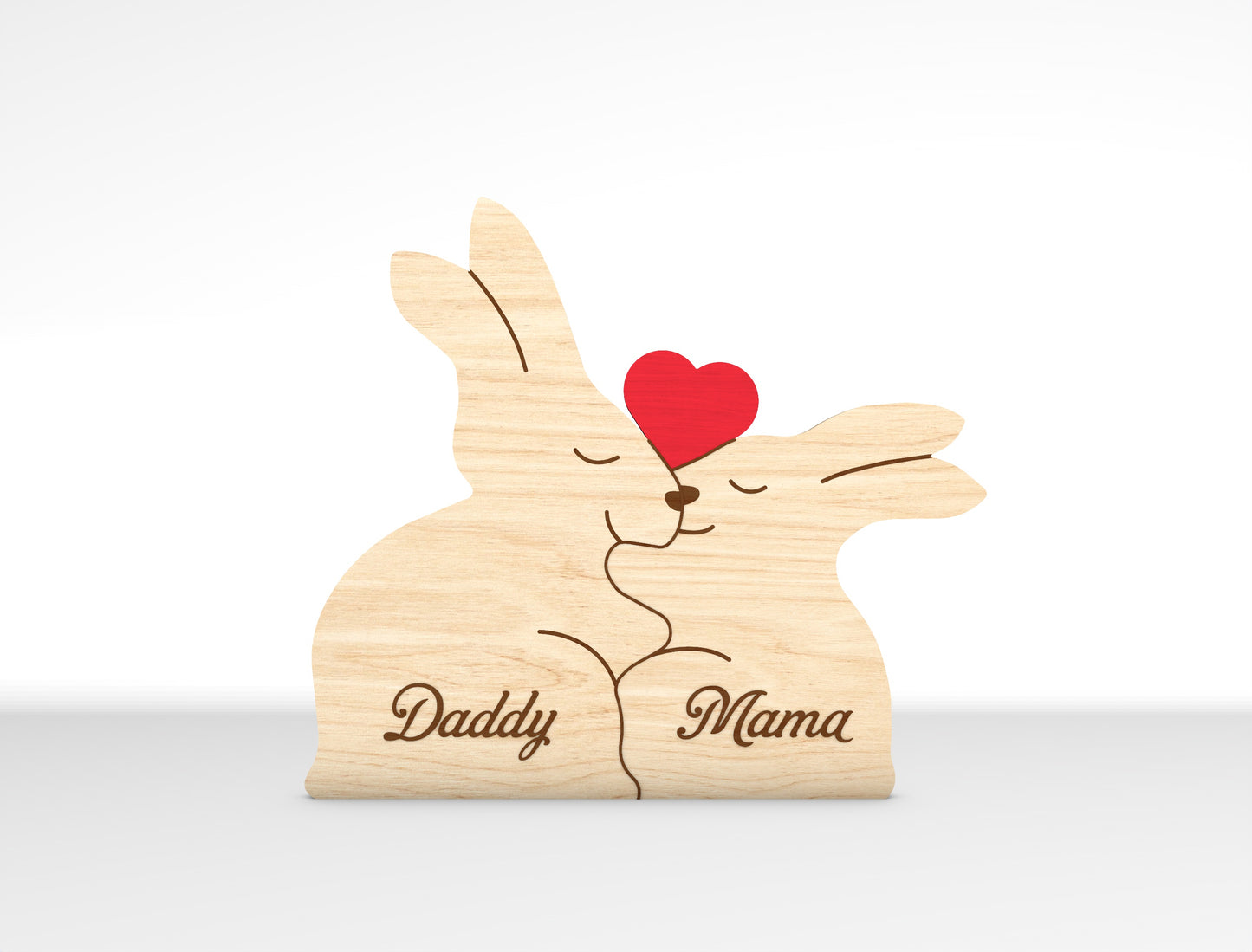 Personalized Family Rabbit Puzzle SVG Laser Cut File for Glowforge and xTool