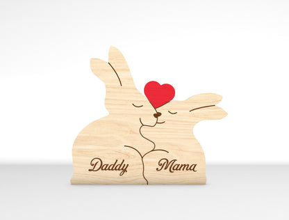 Personalized Family Rabbit Puzzle SVG Laser Cut File for Glowforge and xTool