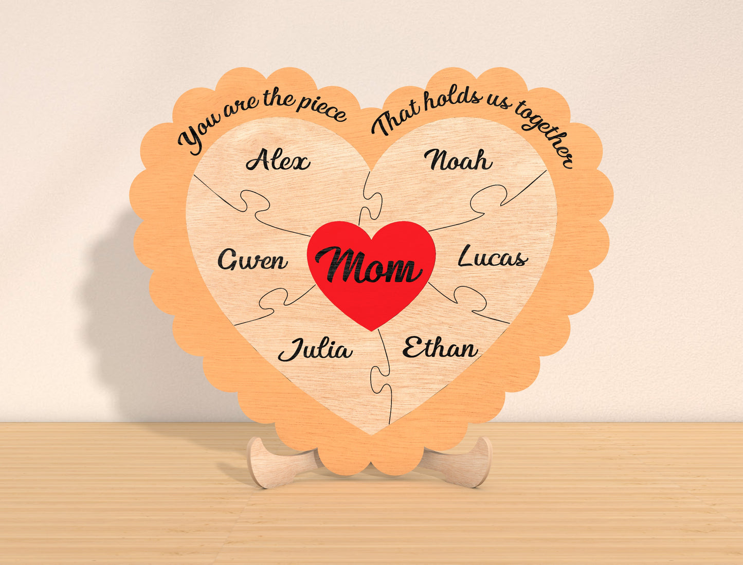 Personalized Mom Heart Sign SVG Bundle 6 Designs for xTool and LightBurn